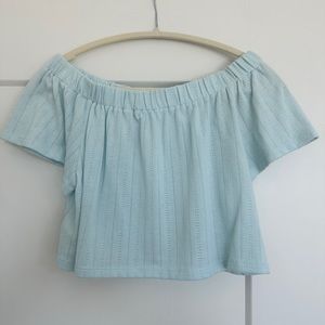 Urban outfitters off the shoulder blue crop top